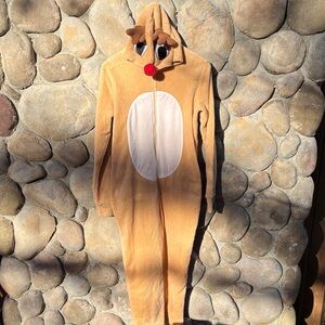 Derek Heart Reindeer Rudolph Hooded One piece Costume Loungewear
